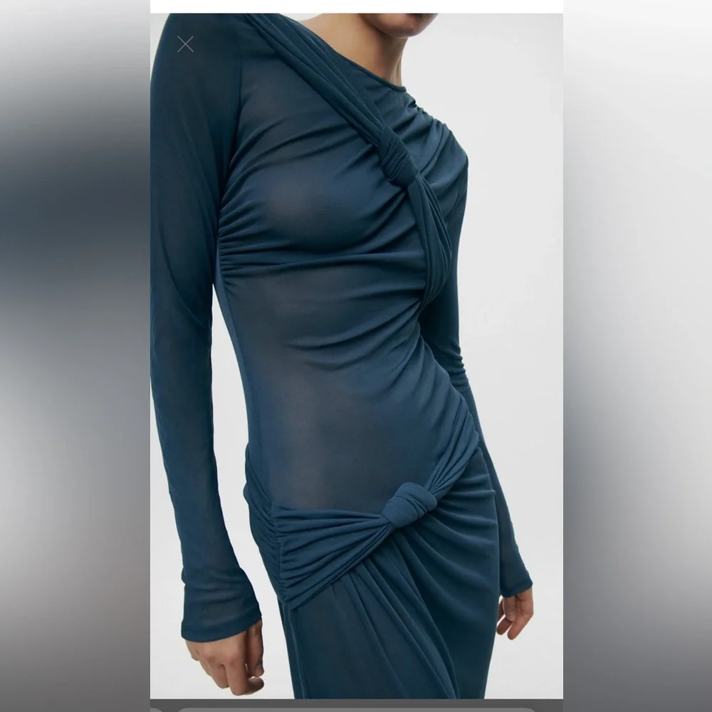 ZARA Collection Knotted Asymmetric Dress Size-L - Picture 6 of 13